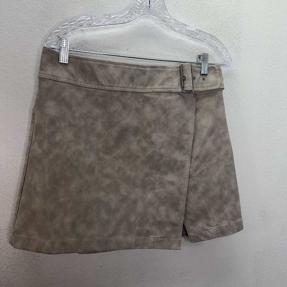 NWT Free People Mini Skirt Size 10 Gray Stone Washed Leather Boho Western Grunge